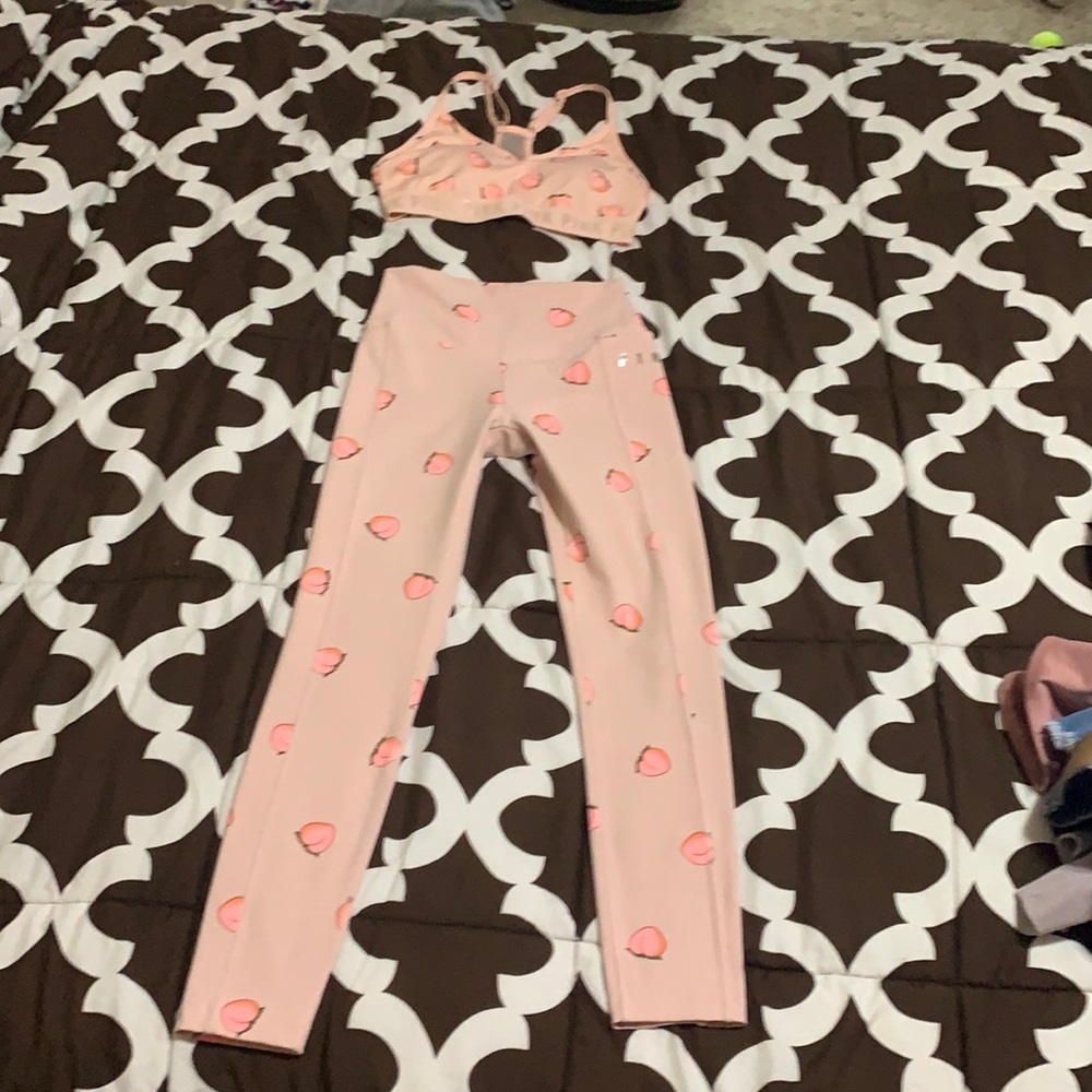 PINK peach workout set with pockets